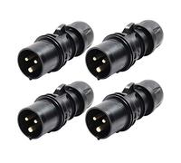 4x PCE 230V 16A Black Male Plug Cee Type IP44
