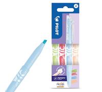4x Pilot FriXion Light Natural Erasable Highlighters Pack of 4 light Blue, Green, Orange & Pink Thermo-Sensitive Ink Smudge-Free Smooth Flow 4.0mm Chisel Tip with Clip for Journaling, Notes & Office