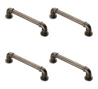 4x Pipe Design Cabinet Pull Handle 128mm Fixing Centres 12mm Dia Pewter