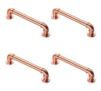 4 Pack | Pipe Design Cabinet Pull Handle - 128mm Fixing Centres - 12mm Dia - Satin Copper | Designer Cabinet Pull Handle - Wardrobe Cupboard Door Handle - Suitable for Lightweight Internal Doors