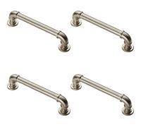 4x Pipe Design Cabinet Pull Handle 128mm Fixing Centres 12mm Dia Satin Nickel