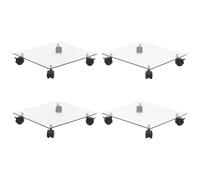 4x Plant Rollers Tempered Glass Square Pot Carrier Flower Stand vidaXL