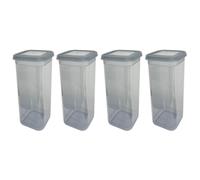4x Plastic Storage Jar with Lid Grey 1,9L Fresh Seal Container Flour Sugar Pasta