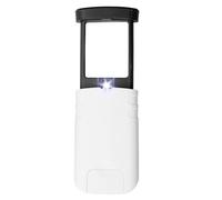 4X Pocket Magnifying Glass with LED Light and Sliding Case Portable Handheld Magnifier for Reading Rocks Jewelry Stamps Coins Macular Degeneration Aid Gift for Visually Impaired Seniors White