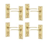 ( 4x Polished Brass Bathroom) Como Dual Metal Lever Door Handles Set of 4/6