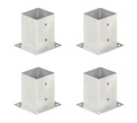 4x Post Anchor Galvanised Metal Fence Barrier Square Base Multi Sizes vidaXL
