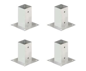4x Post Anchor Galvanised Metal Fence Barrier Square Base Multi Sizes vidaXL