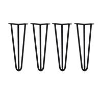 4x Premium Hairpin Table Legs FREE Screws AND Protector Feet 14" 3 Prong Black