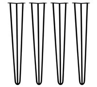 4x Premium Hairpin Table Legs + FREE Screws AND Protector Feet 28" 3 Prong 12mm