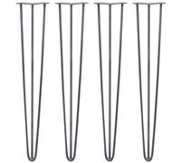 4x Premium Hairpin Table Legs + FREE Screws AND Protector Feet 28" 3 Prong