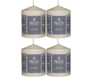 4x Price’s Altar Pillar Church Candle Large Round 50 Hour Ivory - 100mm x 80mm