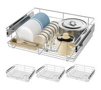 4x Pull Out Telescopic Kitchen Drawer,50cm Wide Cabinet Slide Out Wire Storage Drawers,26kg load capacity,for Kitchen, Pantry, Bathroom Cabinets, Base Larder