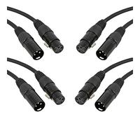 4x Pulse 2.5M XLR Lead Cable 3 Pin Male XLR to Female XLR Microphone Lead Audio