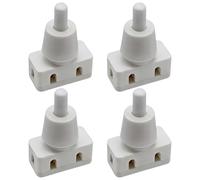 4X Push Button Switch On/Off Recessed Pressure Switch with Thread and Screw Cap 220V~60HZ 10A for Desk Lamp Air Cooler Mounting Diameter White Plastic