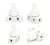4X Push Button Switch On/Off Recessed Pressure Switch with Thread and Screw Cap 220V-60HZ 10A for Desk Lamp Air Cooler Mounting Diameter White Plastic