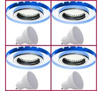 4x Recessed 6W Downlight Cool White Ceiling GU10 Lamp 2 Tone Blue LED Spot Light