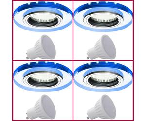 4x Recessed 6W Downlight Cool White Ceiling GU10 Lamp 2 Tone Blue LED Spot Light