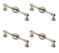 4x Reeded Beehive Handle on Round Rose and Stem 128mm Fixing Centres Nickel