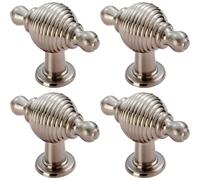 4x Reeded Beehive Style Cabinet Door Knob with Finials 26mm Dia Rose Nickel
