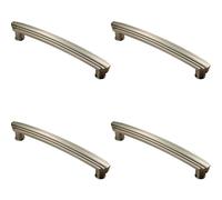 4x Ridge Deisgn Curved Cabinet Pull Handle 160mm Fixing Centres Satin Nickel