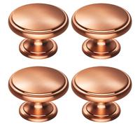 4x Ring Domed Cupboard Door Knob 38.5mm Diameter Satin Copper Cabinet Handle