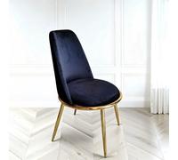 4X Riviera Black Luxury Velvet Dining Chairs With Gold Legs