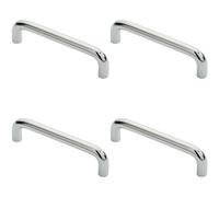 4x Round D Bar Cabinet Pull Handle 106 x 10mm 96mm Fixing Centres Chrome
