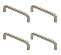 4x Round D Bar Cabinet Pull Handle 106 x 10mm 96mm Fixing Centres Satin Nickel