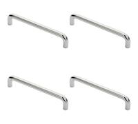 4x Round D Bar Cabinet Pull Handle 138 x 10mm 128mm Fixing Centres Chrome