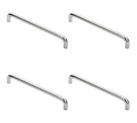 4x Round D Bar Cabinet Pull Handle 170 x 10mm 160mm Fixing Centres Chrome