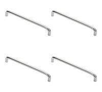 4x Round D Bar Cabinet Pull Handle 202 x 10mm 192mm Fixing Centres Chrome