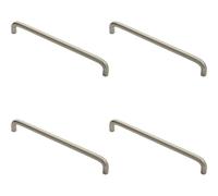 4x Round D Bar Cabinet Pull Handle 202 x 10mm 192mm Fixing Centres Satin Nickel