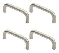 4x Round D Bar Pull Handle 169 x 19mm 150mm Fixing Centres Satin Stainless Steel