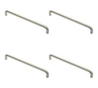 4x Round D Bar Pull Handle 22mm Dia 450mm Fixing Centres Satin Stainless Steel