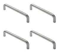 4x Round D Bar Pull Handle 244 19mm 225mm Fixing Centres Satin Steel