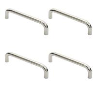 4x Round D Bar Pull Handle 244 x 19mm 225mm Fixing Centres Bright Steel