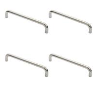 4x Round D Bar Pull Handle 319 x 19mm 300mm Fixing Centres Bright Steel