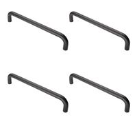 4x Round D Bar Pull Handle 319 x 19mm 300mm Fixing Centres Matt Black
