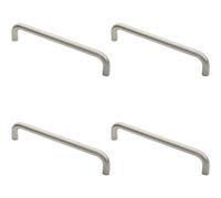 4x Round D Bar Pull Handle 319 x 19mm 300mm Fixing Centres Satin Stainless Steel
