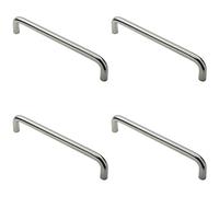 4x Round D Bar Pull Handle 319 x 19mm 300mm Fixing Centres Satin Steel