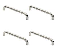 4x Round D Bar Pull Handle 325 x 25mm 300mm Fixing Centres Bright Steel