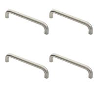 4x Round D Bar Pull Handle 325 x 25mm 300mm Fixing Centres Satin Steel