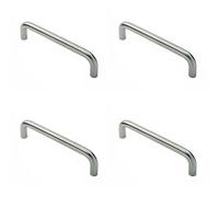 4x Round D Bar Pull Handle 469 x 19mm 450mm Fixing Centres Satin Steel