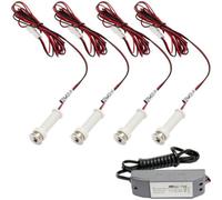 4X Round Led Plinth Light Kit With Warm White Spotlights For Kitchen And Bathroom