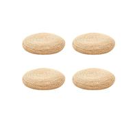 4X Round Natural Pouf Hand-Made Weaving Cushion Fill the Silk Floss Pillow Soft Yoga Chair Mat Tatami Window Pad(B)