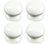 4x Round Porcelain Cupboard Door Knob 37mm Diameter White Antique Cabinet Handle