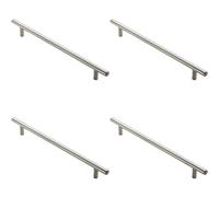 4x Round T Bar Cabinet Pull Handle 1084 x 12mm 1024mm Fixing Centres Nickel Loops Metallics One Size