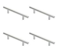 4x Round T Bar Cabinet Pull Handle 156 x 12mm 96mm Fixing Centres Chrome