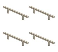 4x Round T Bar Cabinet Pull Handle 156 x 12mm 96mm Fixing Centres Satin Nickel Loops Metallics One Size