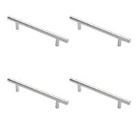 4x Round T Bar Cabinet Pull Handle 188 x 12mm 128mm Fixing Centres Chrome